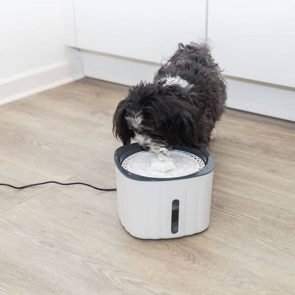 TRIXIE Haustier-Trinkbrunnen Wei&szlig; und Grau