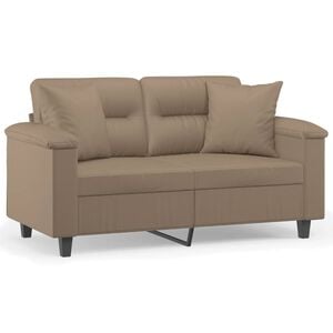 vidaXL 2-Sitzer-Sofa mit Zierkissen Cappuccino 120 cm Kunstleder