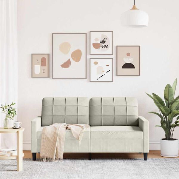vidaXL 2-Sitzer-Sofa Creme 140 cm Samt