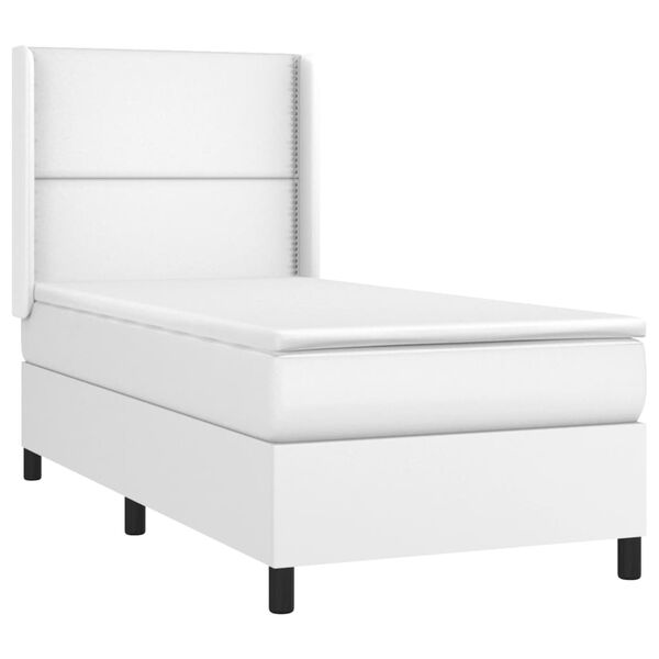 vidaXL Boxspringbett mit Matratze & LED Wei&szlig; 80x200 cm Kunstleder