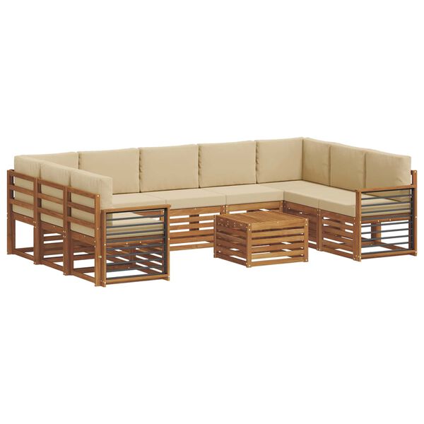 vidaXL Sofagarnituren 10 pcs Natur und Beige Massivholz Akazie