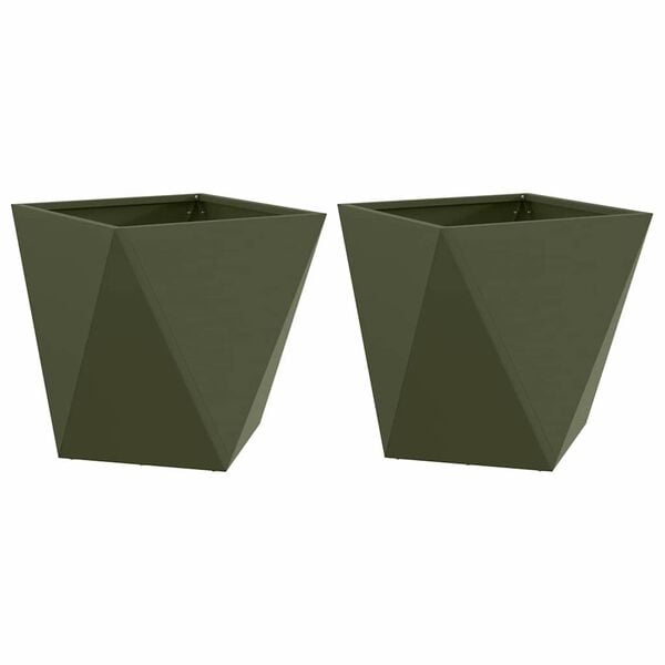 vidaXL Pflanzk&uuml;bel 2 pcs Olive Gr&uuml;n 50 x 50 x 50 cm Stahl
