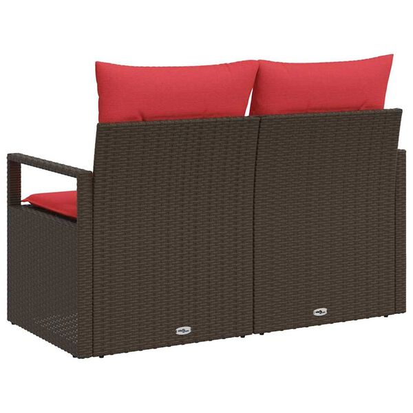 vidaXL Garten-Sofa mit Kissen 120 x 62 x 69 cm Poly-Rattan