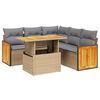vidaXL 6-tlg. Garten-Sofagarnitur mit Kissen Beige Poly Rattan