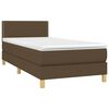 vidaXL Boxspringbett mit Matratze & LED Dunkelbraun 80x200 cm Stoff