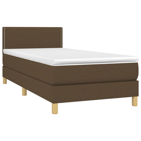 vidaXL Boxspringbett mit Matratze & LED Dunkelbraun 80x200 cm Stoff