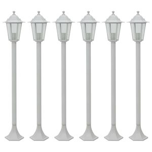 vidaXL Garten-Pollerleuchte 6 Stk. E27 110 cm Aluminium Wei&szlig;