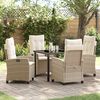 vidaXL Garten Essgruppe mit Kissen 5 pcs Beige Poly-Rattan