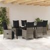 vidaXL Garten Essgruppe mit Kissen 7 pcs Grau Poly-Rattan