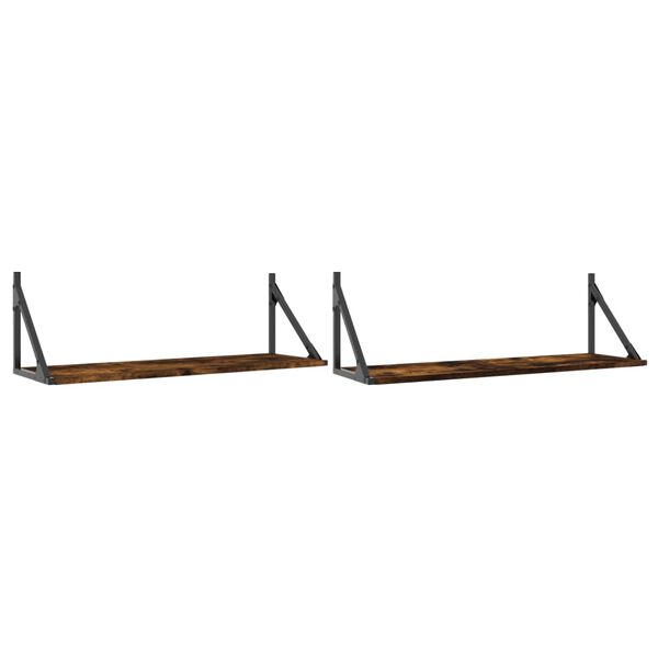 vidaXL Wandregale 2 Stk. R&auml;uchereiche 80x25x25,5 cm Holzwerkstoff