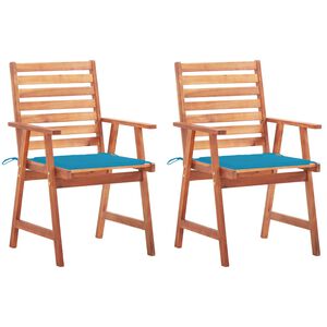 vidaXL Garten-Essst&uuml;hle 2 Stk. mit Kissen Massivholz Akazie