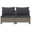 vidaXL Gartensofa 2-Sitzer mit Kissen Grau Poly Rattan
