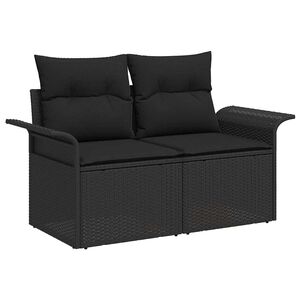 vidaXL Gartensofa mit Kissen Schwarz 141 x 62 x 69cm Poly-Rattan