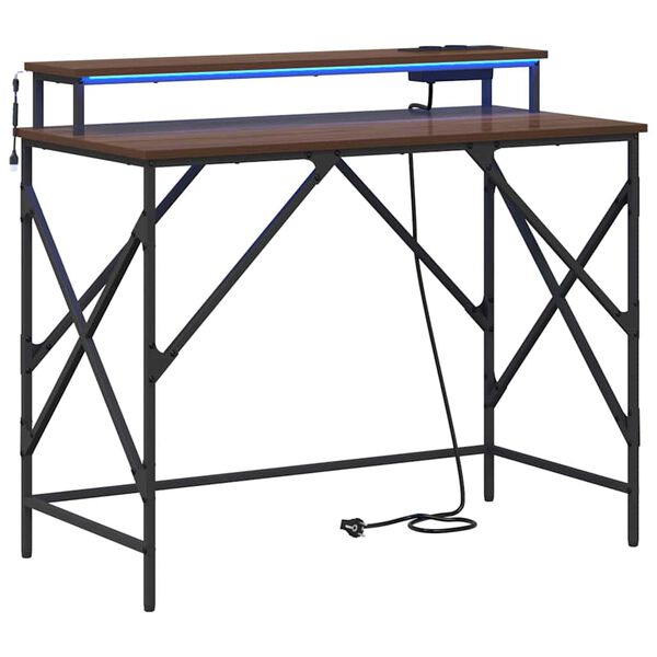 vidaXL Schreibtisch mit Regal Braun Eichen-Optik 100 x 50 x 86,5 cm