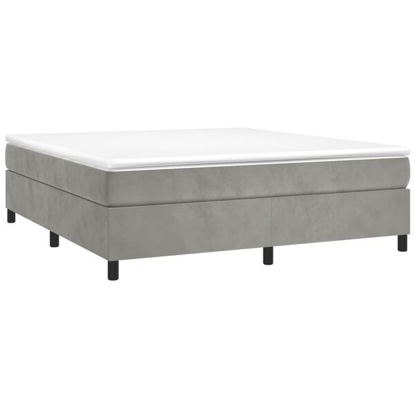 vidaXL Boxspringbett mit Matratze Hellgrau 200x200 cm Samt