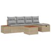 vidaXL Garten-Sofa-Set mit Kissen 6 pcs Beige Poly Rattan