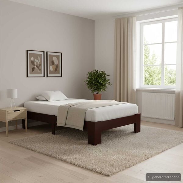 vidaXL Massivholzbett Dunkelbraun Kiefer 100x200 cm