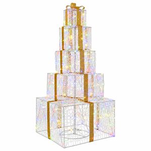 vidaXL Weihnachts-LED-Geschenkbox-Stapel 250 LEDs Mehrfarbig