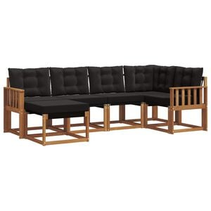 vidaXL Outdoor-Sofagarnitur 6 Stk. Nat&uuml;rlich und Schwarz