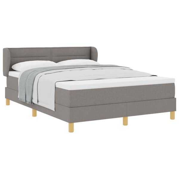 vidaXL Boxspringbett mit Matratze Taupe 140 x 200 cm Stoff