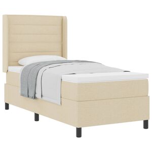 vidaXL Boxspringbett mit Matratze mit Kopfteil Creme 80 x 200 cm Stoff