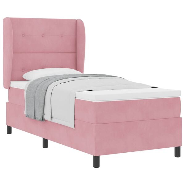 vidaXL Boxspringbett mit Matratze Rosa 200 x 80 cm Polyester