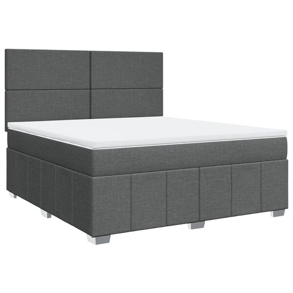 vidaXL Boxspringbett mit Matratze Dunkelgrau 180x200 cm Stoff