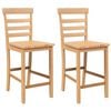 vidaXL Barhocker 2 Stk. Natur Massivholz Gummibaum