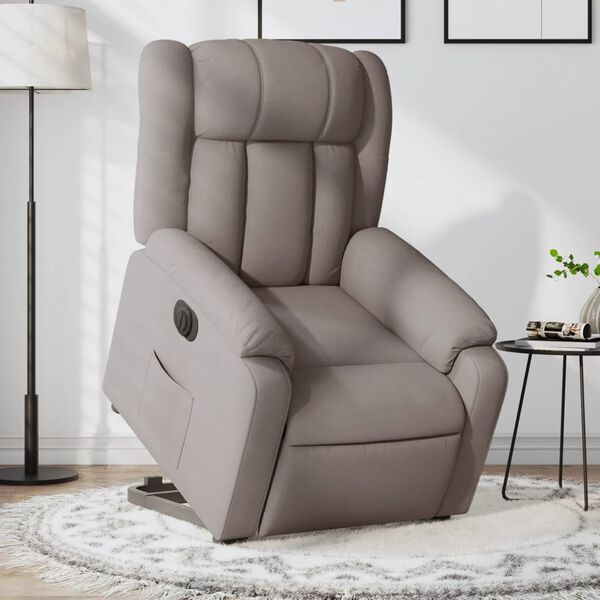vidaXL Relaxsessel mit Aufstehhilfe Elektrisch Taupe Stoff