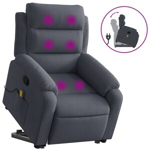 vidaXL Massagesessel mit Aufstehhilfe Dunkelgrau Samt