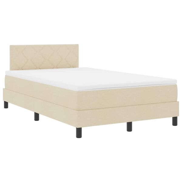 vidaXL Boxspringbett mit Matratze mit LED Creme 120 x 200 cm Stoff
