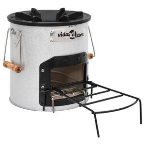vidaXL Camping-Ofen Silbern 45x25x26 cm Stahl