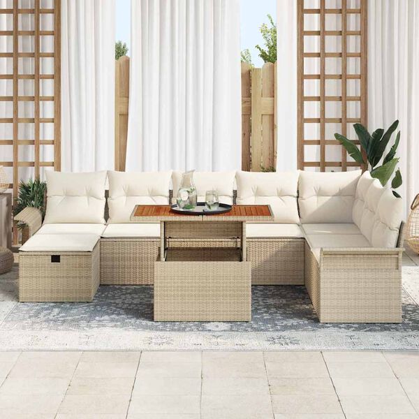 vidaXL Garten-Sofa-Set 9 pcs Beige Poly-Rattan