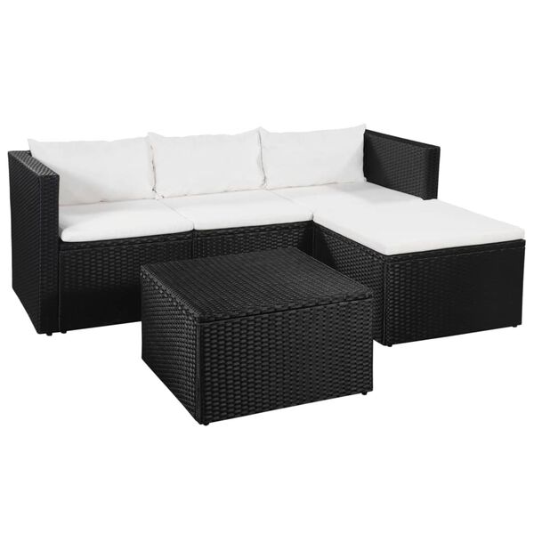 vidaXL 3-tlg. Garten-Lounge-Set Poly Rattan Schwarz und Wei&szlig;