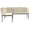 vidaXL Gartensofa in L-Form mit Kissen Schwarz Stahl und Textilene