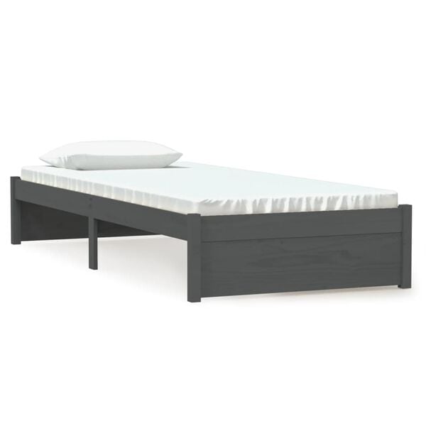 vidaXL Massivholzbett Grau 75x190 cm