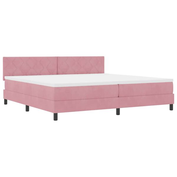 vidaXL Boxspringbett mit Matratze mit Kopfteil Rosa 200 x 200 cm Samt