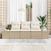vidaXL Gartensofa-set mit Speicher 3 pcs Beige und Creme Poly-Rattan