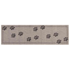 vidaXL K&uuml;chen Teppich Graue Pfoten 150 x 45 cm 100% Polyamid Waschbar
