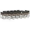vidaXL 15-tlg. Garten-Essgruppe mit Kissen Grau Poly Rattan