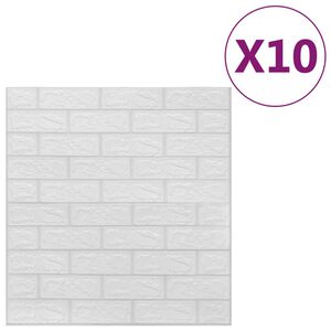 vidaXL 3D Tapete Ziegelstein Selbstklebend 10 Stk. Wei&szlig;