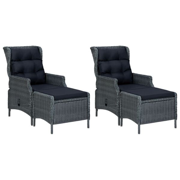 vidaXL 7-tlg. Garten-Essgruppe mit Kissen Poly Rattan Dunkelgrau