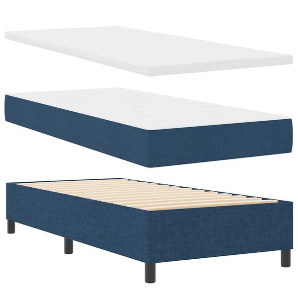 vidaXL Boxspringbett mit Matratze mit Kopfteil Blau 90 x 190 cm Stoff