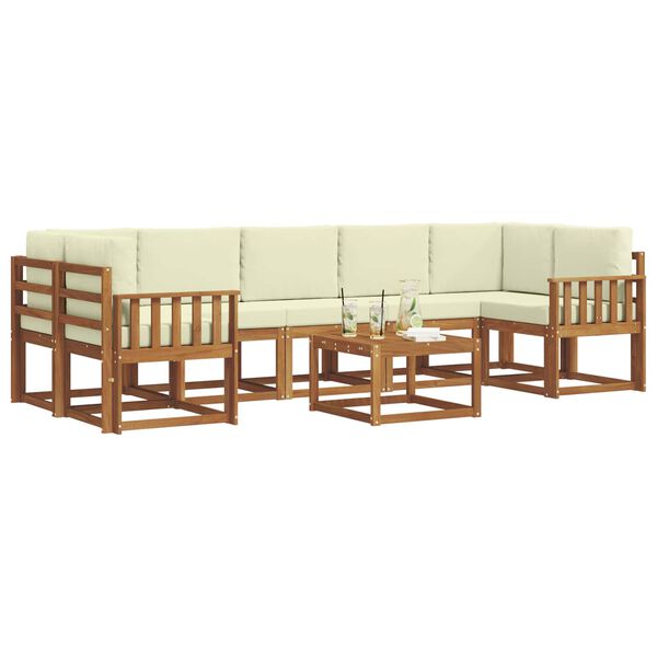 vidaXL Outdoor-Sofagarnitur mit Kissen 8 pcs Natur und Creme