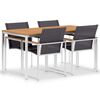 vidaXL 5-tlg. Garten-Essgruppe Teak Massivholz und Edelstahl