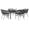 vidaXL 5-tlg. Garten-Essgruppe mit Kissen Schwarz Poly Rattan Glas