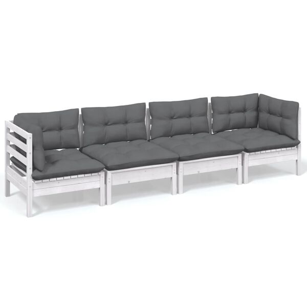 vidaXL 4-tlg. Garten-Lounge-Set mit Kissen Kiefer Massivholz