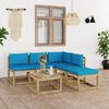 vidaXL 6-tlg. Garten-Lounge-Set mit Hellblauen Kissen