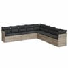 vidaXL 9-tlg. Garten-Sofagarnitur mit Kissen Hellgrau Poly Rattan