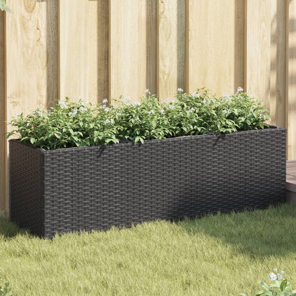 vidaXL Pflanzk&uuml;bel mit 3 T&ouml;pfen 2 Stk. Schwarz 105x30x32cm Poly Rattan